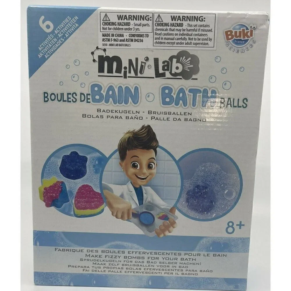 Buki France Mini Lab Bath Balls Kit Kids Ages 8+ Blue New DIY STEM Science 6 Act
